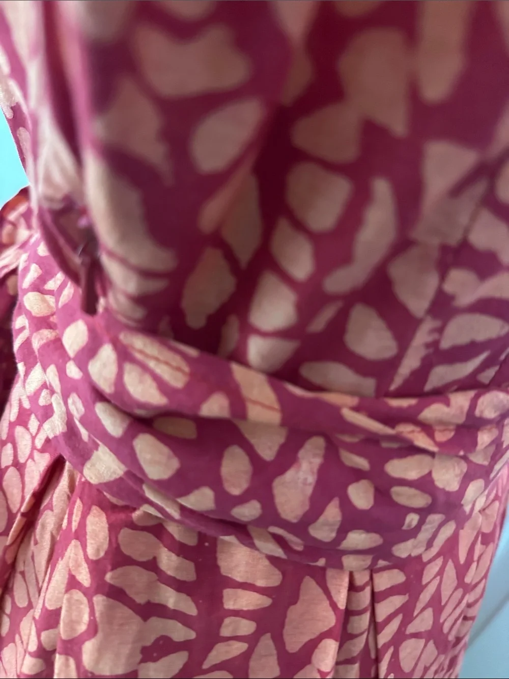 Sika X Anthropologie Red and Coral Abstract Belted Dress